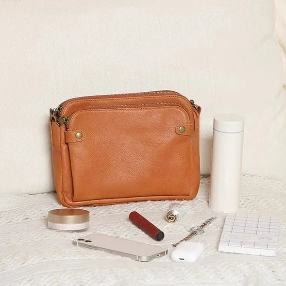 Three-Layer Leather Clutch Bag