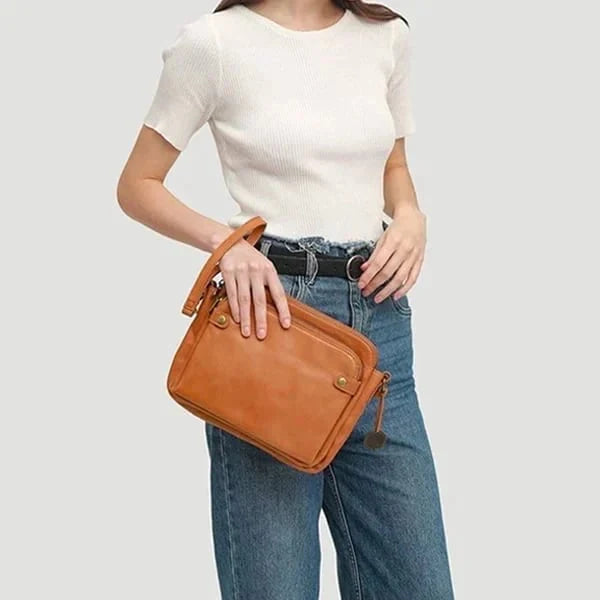 Three-Layer Leather Clutch Bag