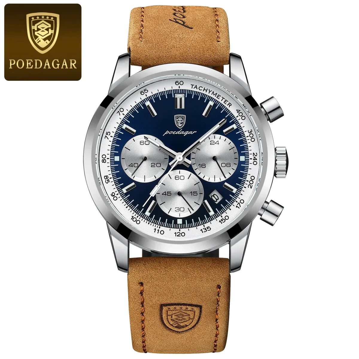 Poedagar Luxury Luminous Quartz Men's Chronograph Watch