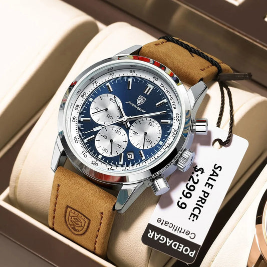 Poedagar Luxury Luminous Quartz Men's Chronograph Watch