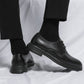 Luxury Handmade Thick Heels Black Male Wedding Office Formal Shoes