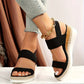 Women's Elastic Band Wedge Sandals【Black Only】