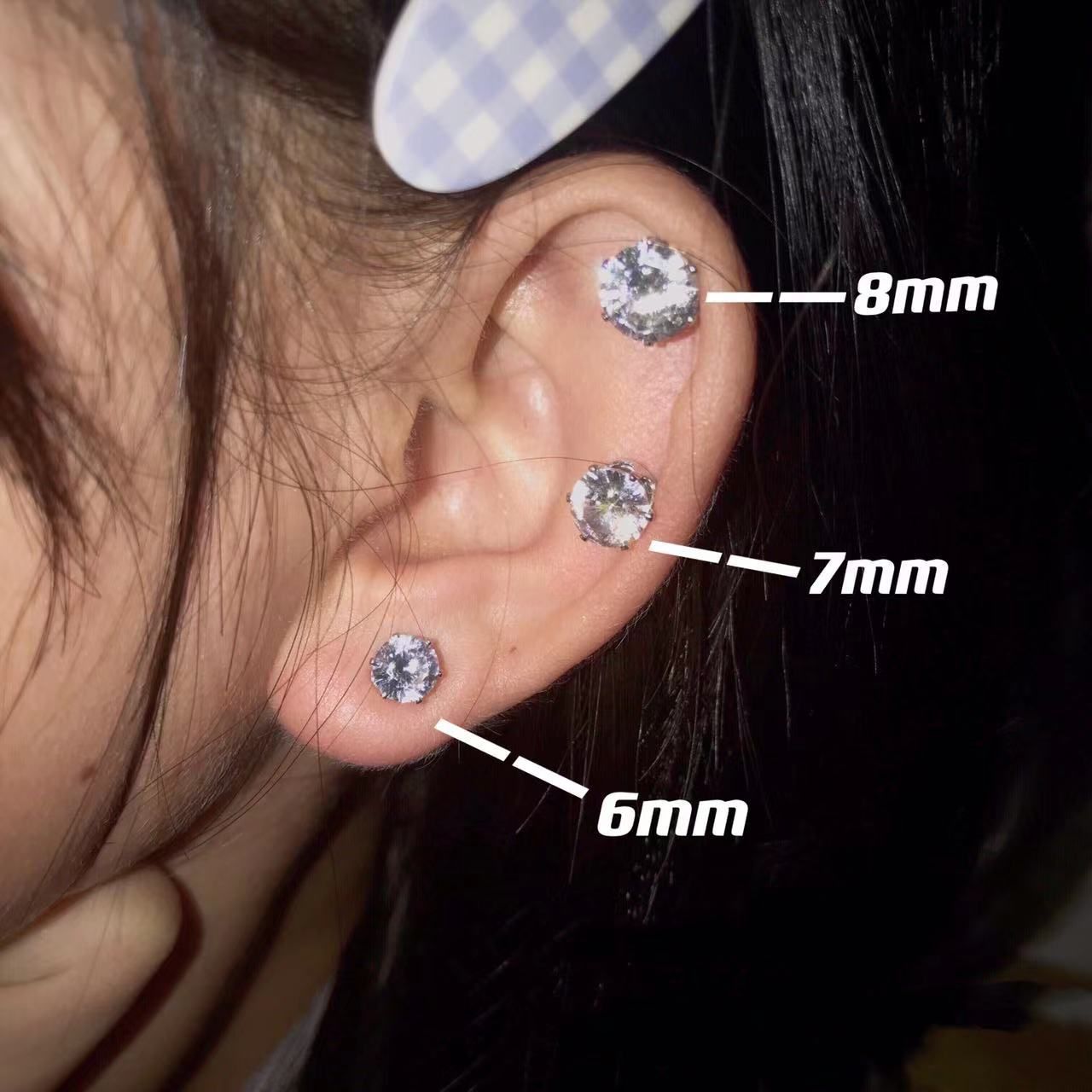 Magnetic Zircon Stud Ear Clip (3 Pairs)